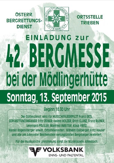 Einladung Bergmesse 2015
